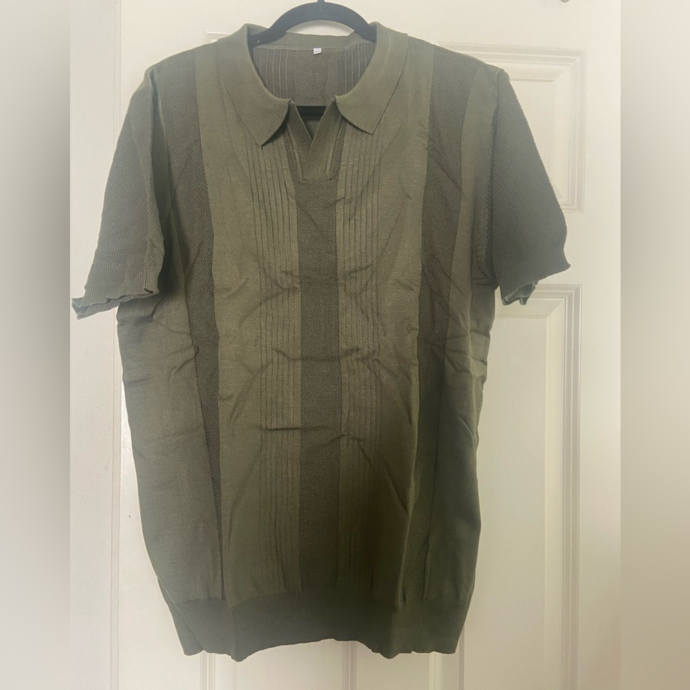 Men's Green Short Sleeve Knit Shirt